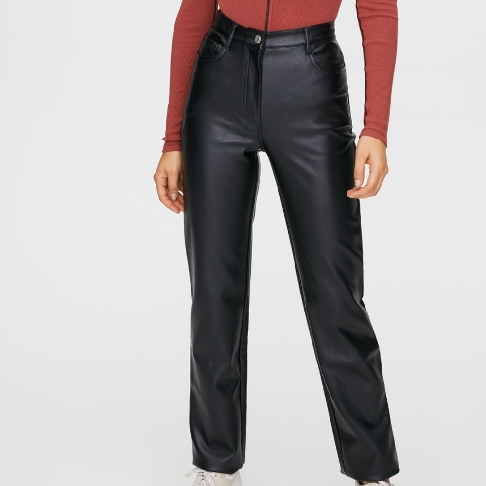Wilfred Free Vegan Melina Leather Pants High Rise Black Size 14